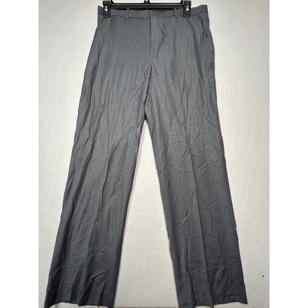 Perry Ellis Dress Pants Polyester Rayon Grey Textured 34/32 Mens